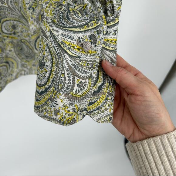 Stacy Adams Gray Yellow Paisley Longsleeve Button Up Dress Shirt Size 17 - Picture 7 of 9